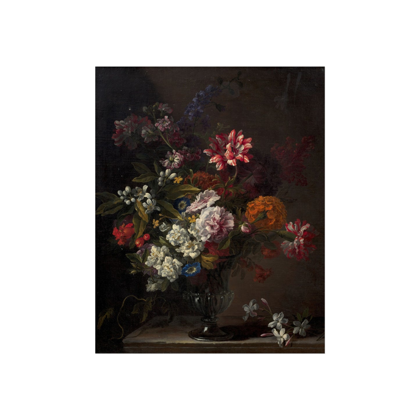Vintage Floral Fine Art Poster — Dark Romantic Bouquet Print