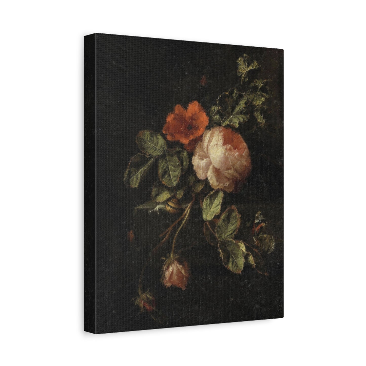 Floral Still Life Canvas Print — Vintage Rose Wall Art