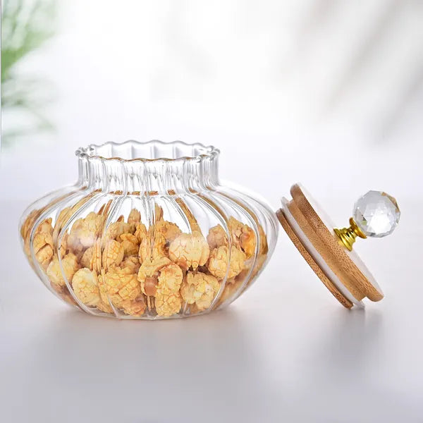 Striped Glass Storage Jar - Borosilicate Apothecary Container for Coffee, Tea & Pantry