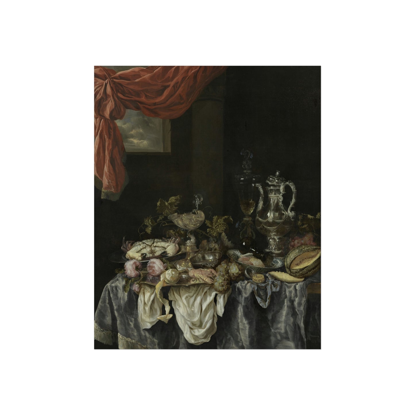 Dutch Still Life Fine Art Poster — Vintage Fruit & Silver Tabletop Print