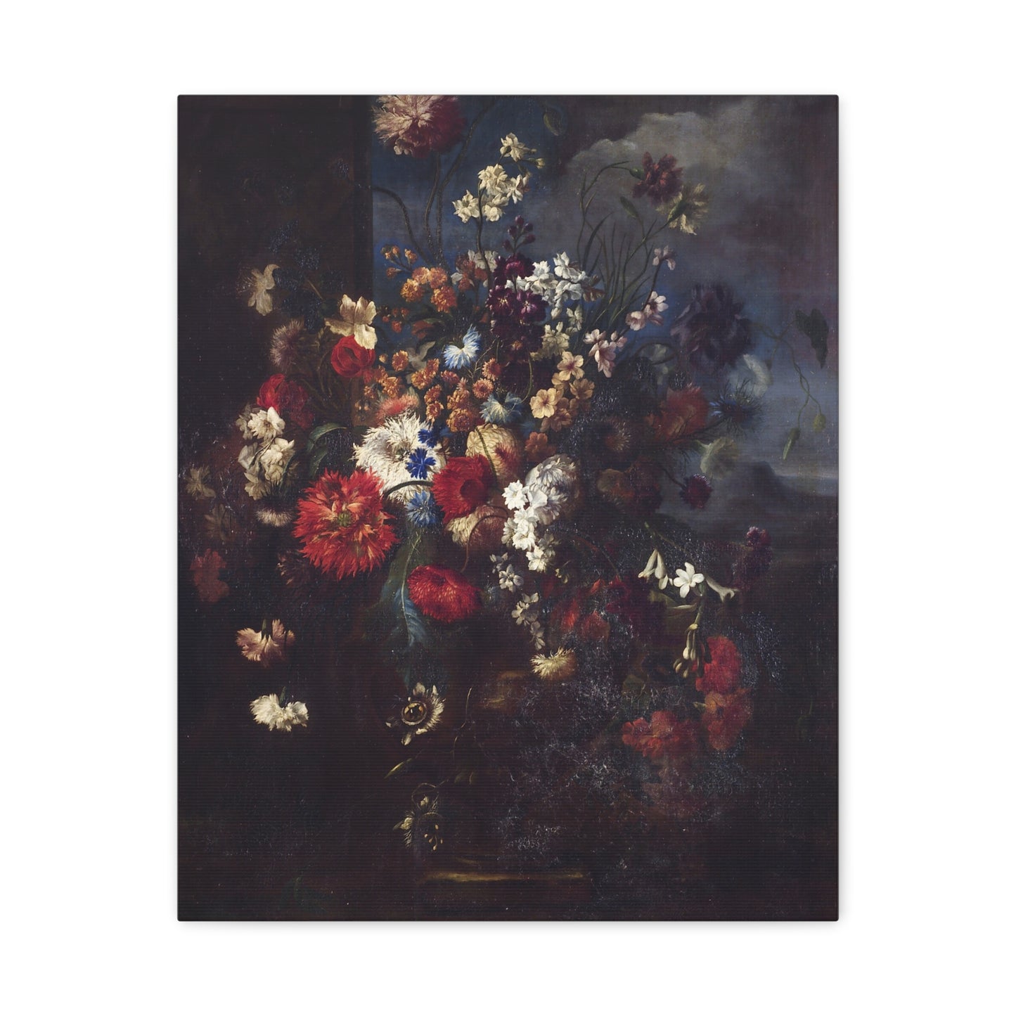Dark Vintage Floral Matte Canvas Print (Stretched)