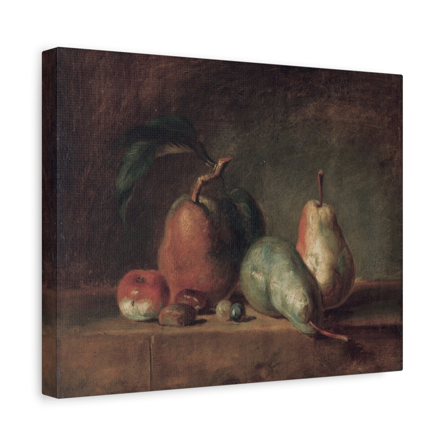 Still Life Pears Matte Canvas Wall Art — Classic Vintage Fruit Painting
