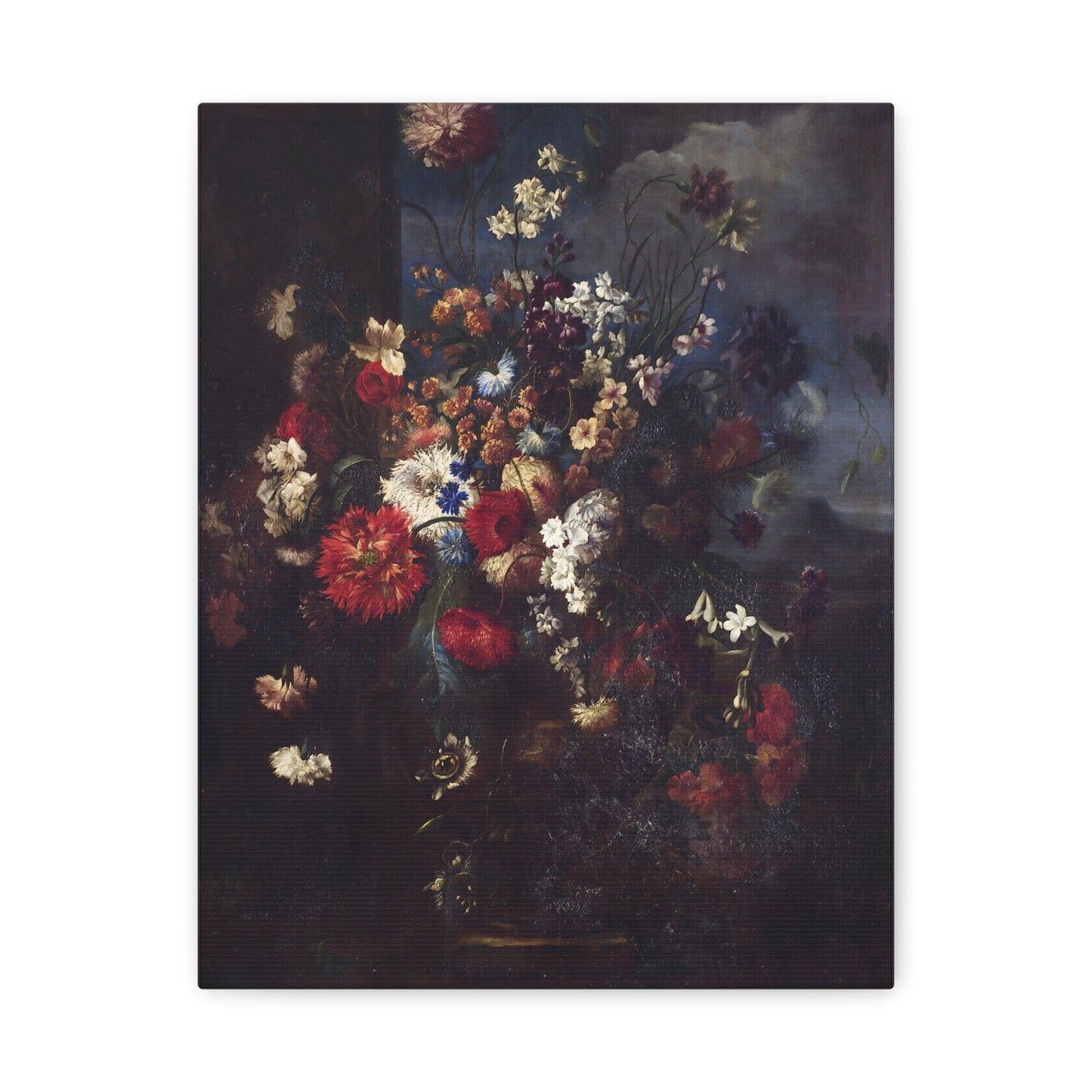 Dark Vintage Floral Matte Canvas Print (Stretched)