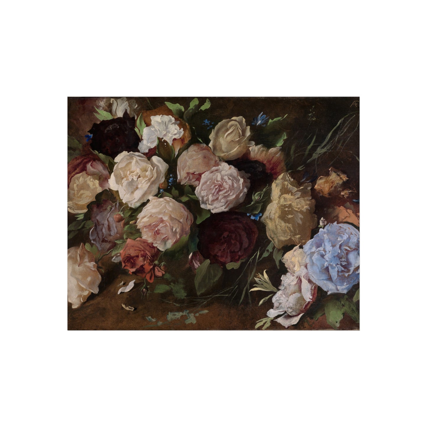 Floral Still Life Poster — Vintage Roses Fine Art Print