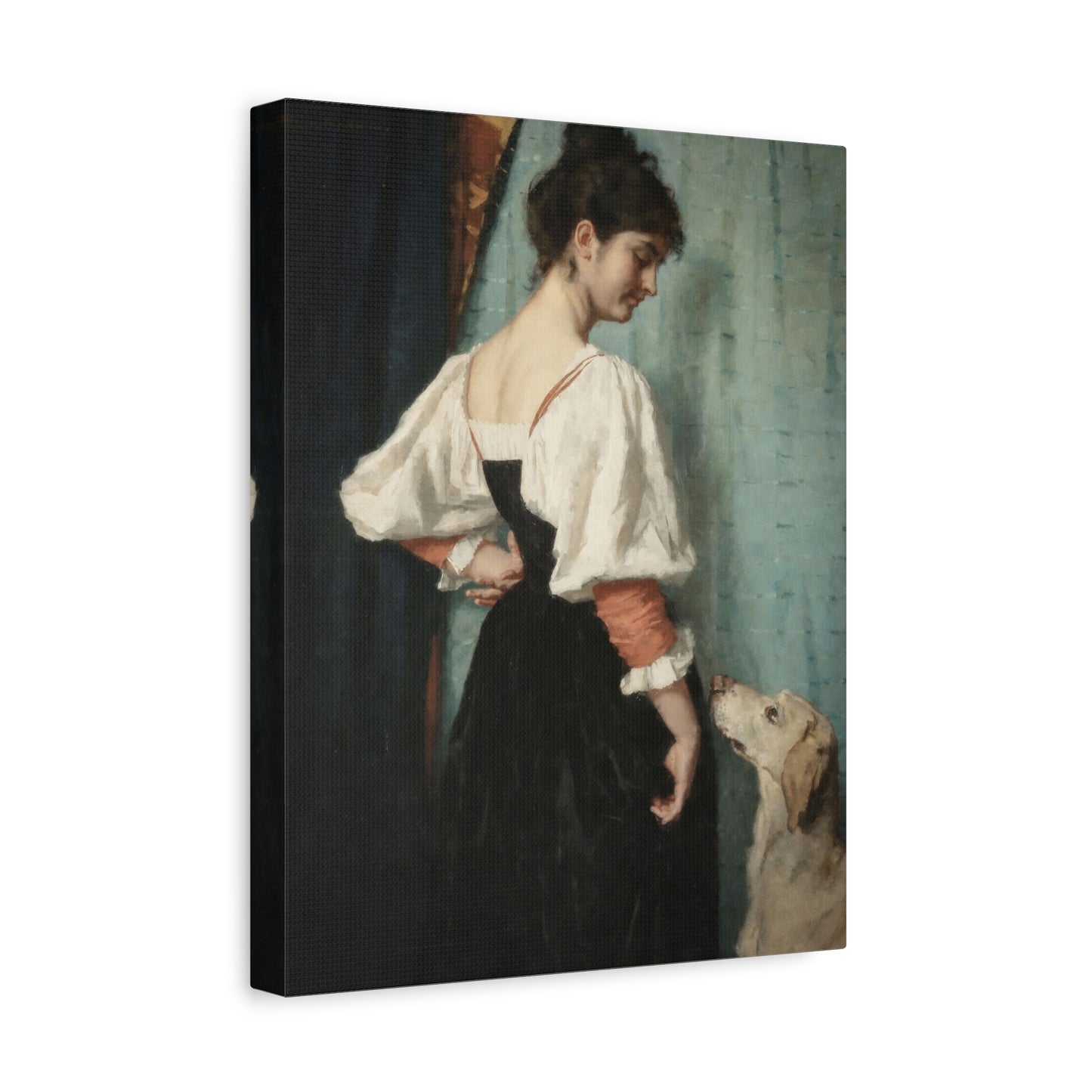 Vintage Lady with Dog Matte Canvas Print
