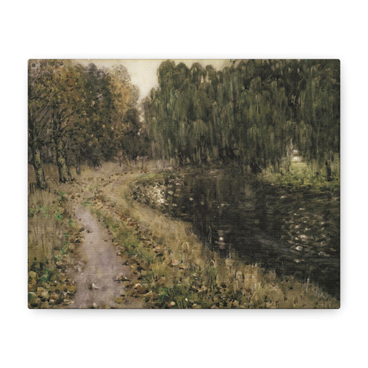 Landscape Canvas Wall Art — Serene Riverside Path Matte Stretched Canvas