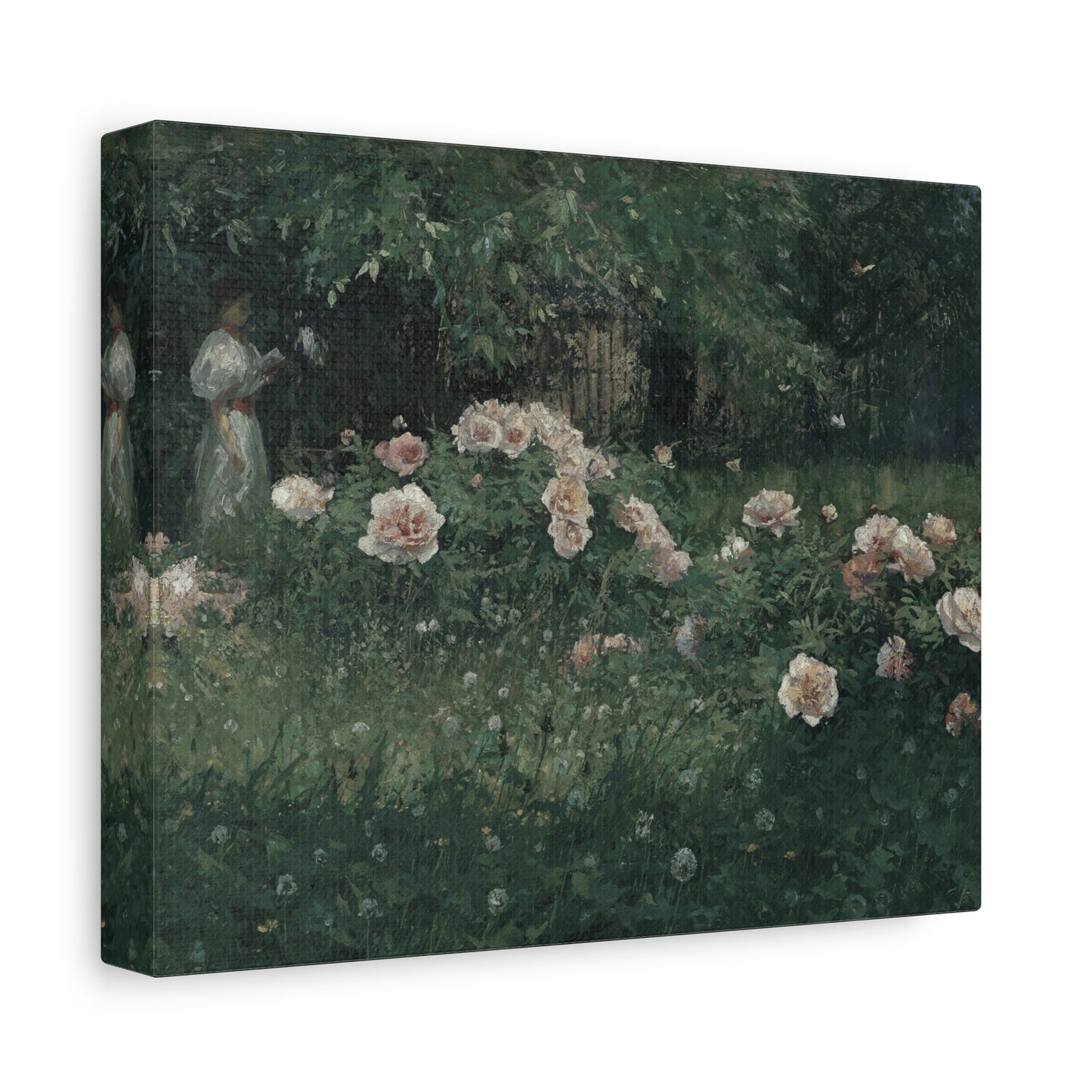 Canvas Wall Art – Vintage Rose Garden Painting (Matte Stretched Canvas)