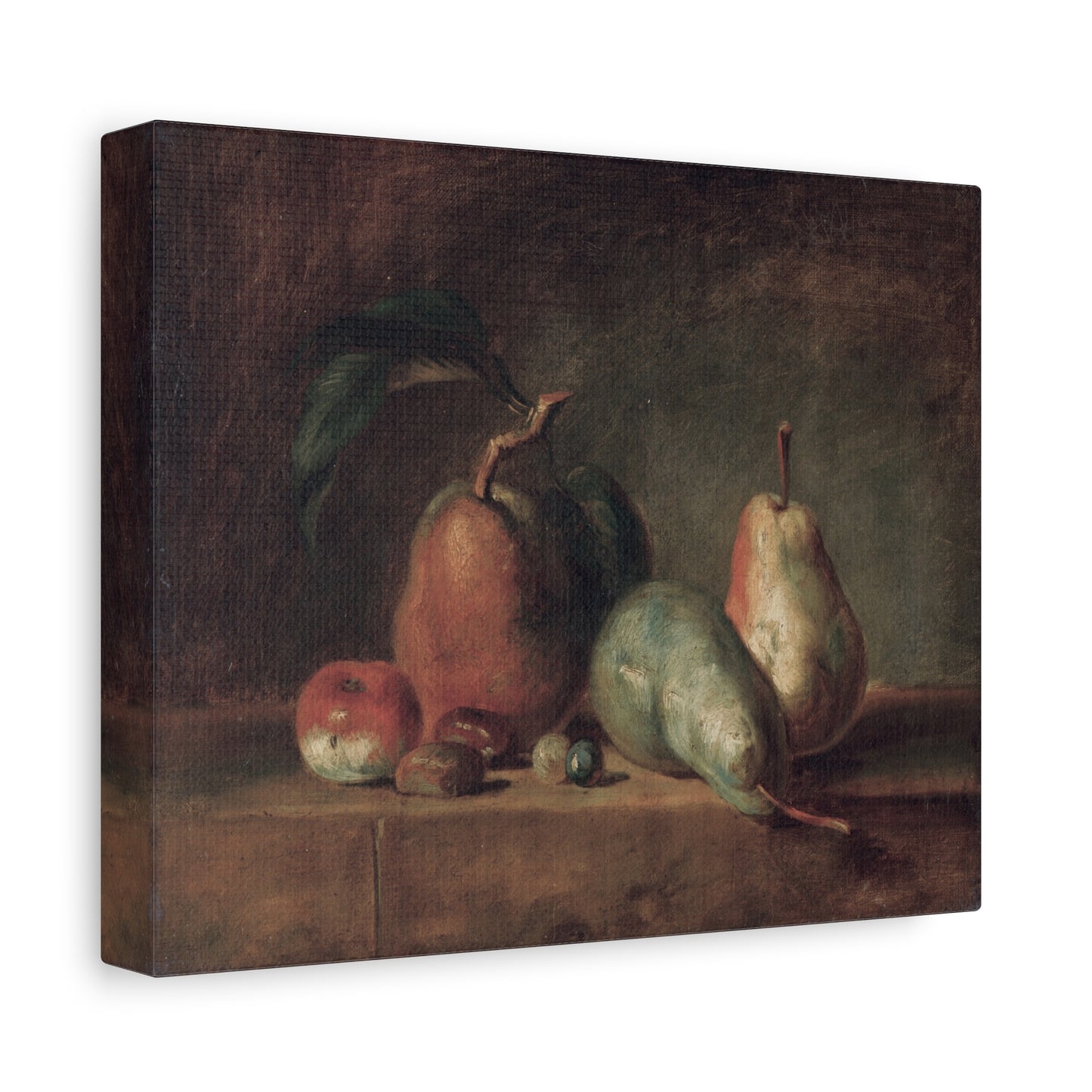 Still Life Pears Matte Canvas Wall Art — Classic Vintage Fruit Painting