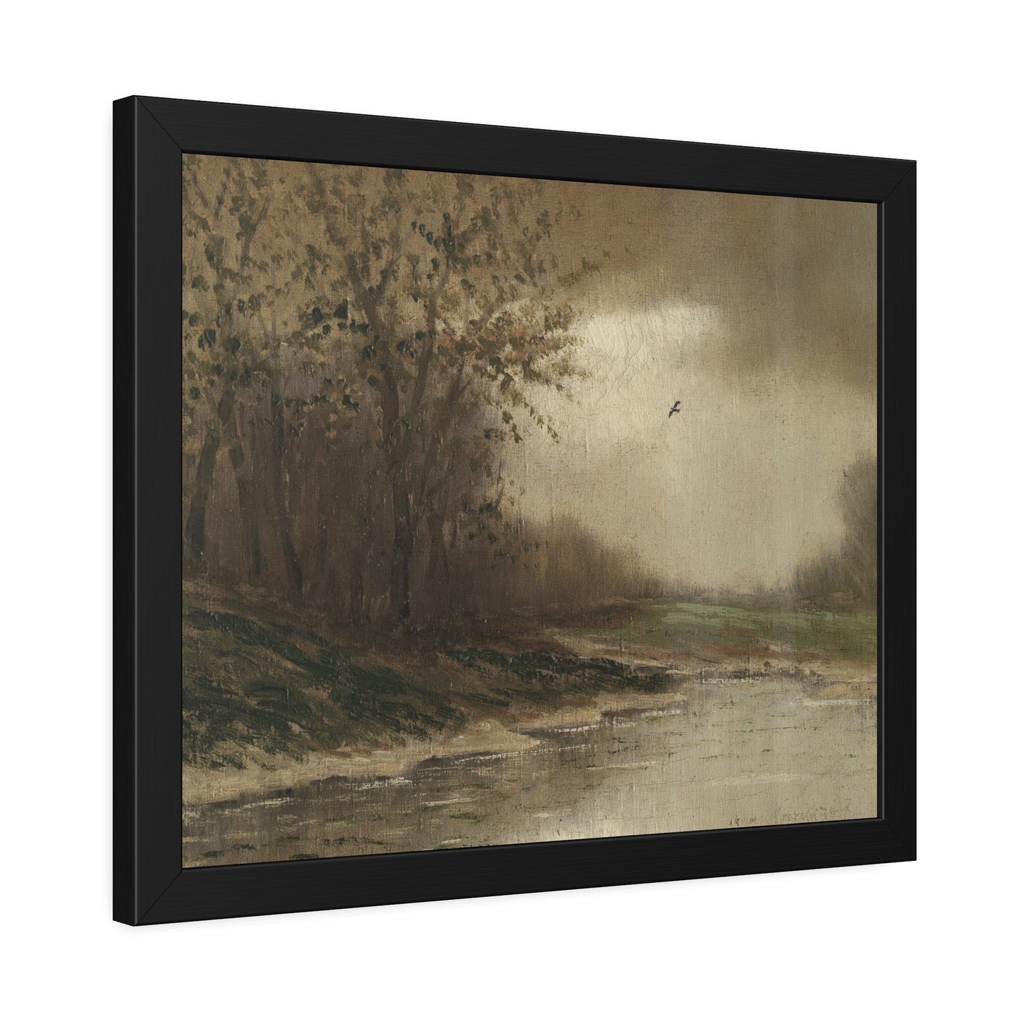 Framed Landscape Poster - Moody Riverbank Art Print