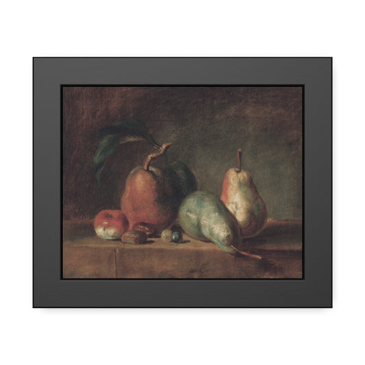 Framed Poster - Classic Still Life Pears Print (Vintage Fruit Wall Art)