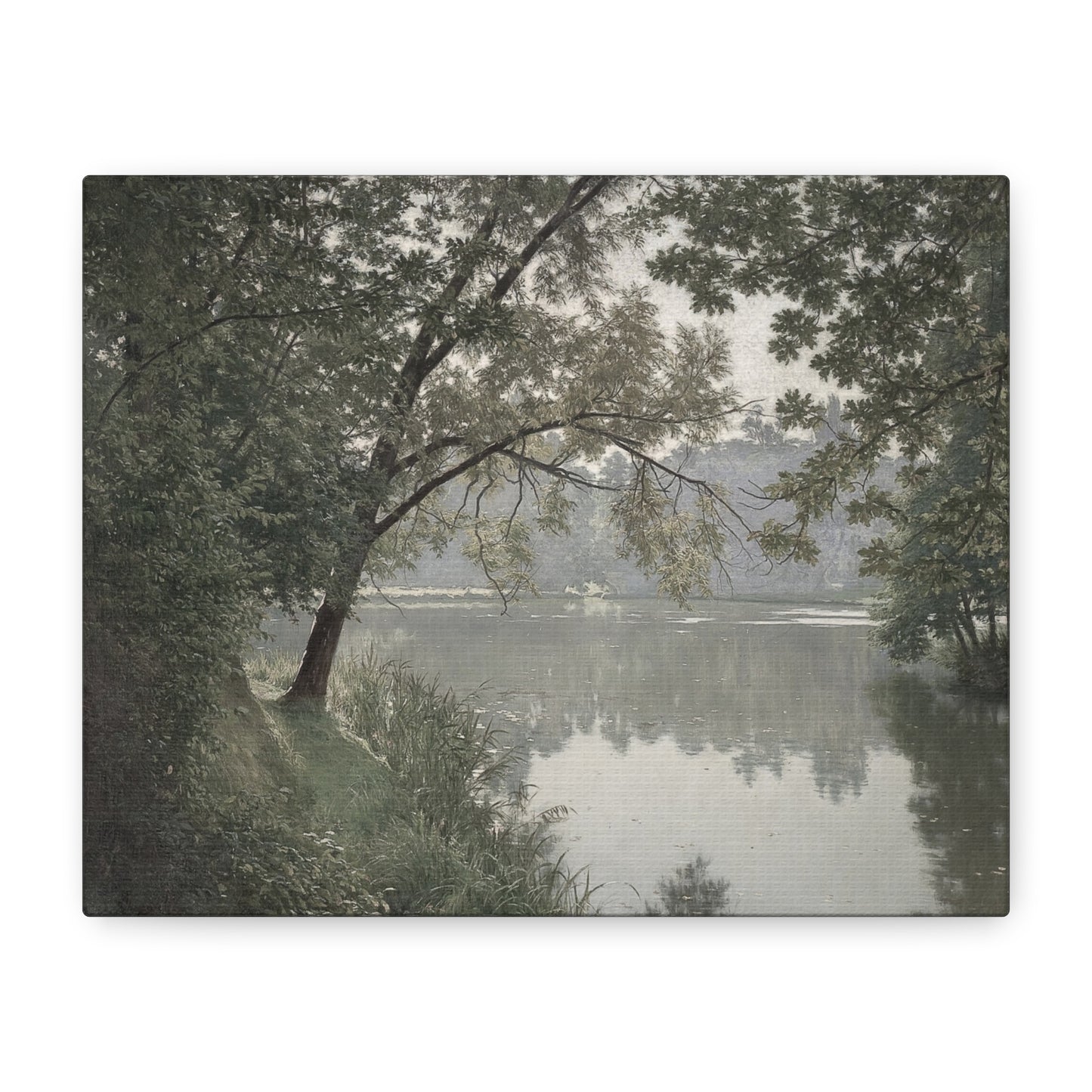 Tranquil Lakeside Matte Canvas Print — Stretched Wall Art
