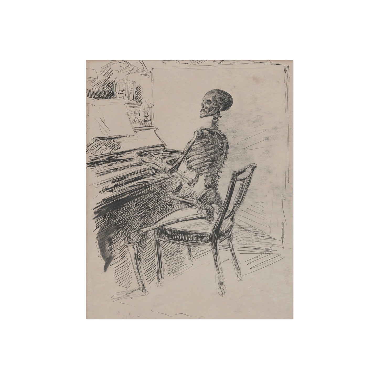Skeleton at the Piano — Fine Art Poster