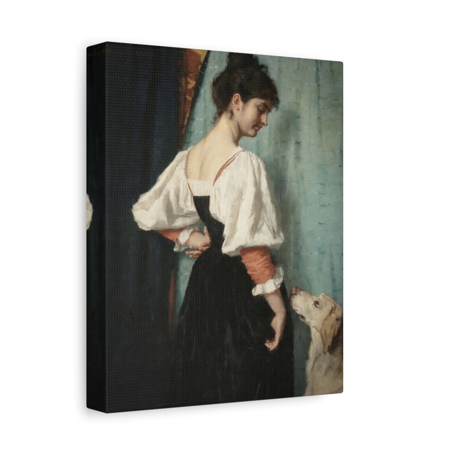 Vintage Lady with Dog Matte Canvas Print
