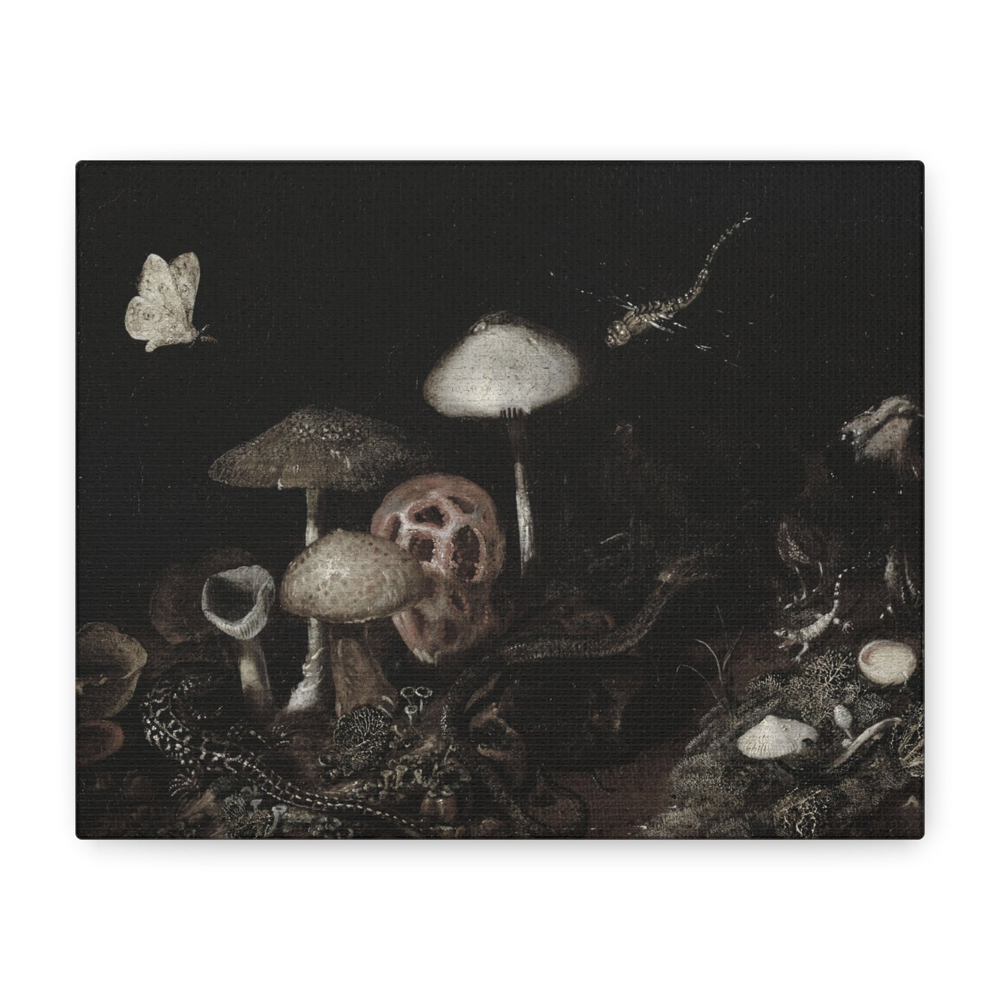 Mushroom Nightscape Canvas Print — Dark Botanical Wall Art