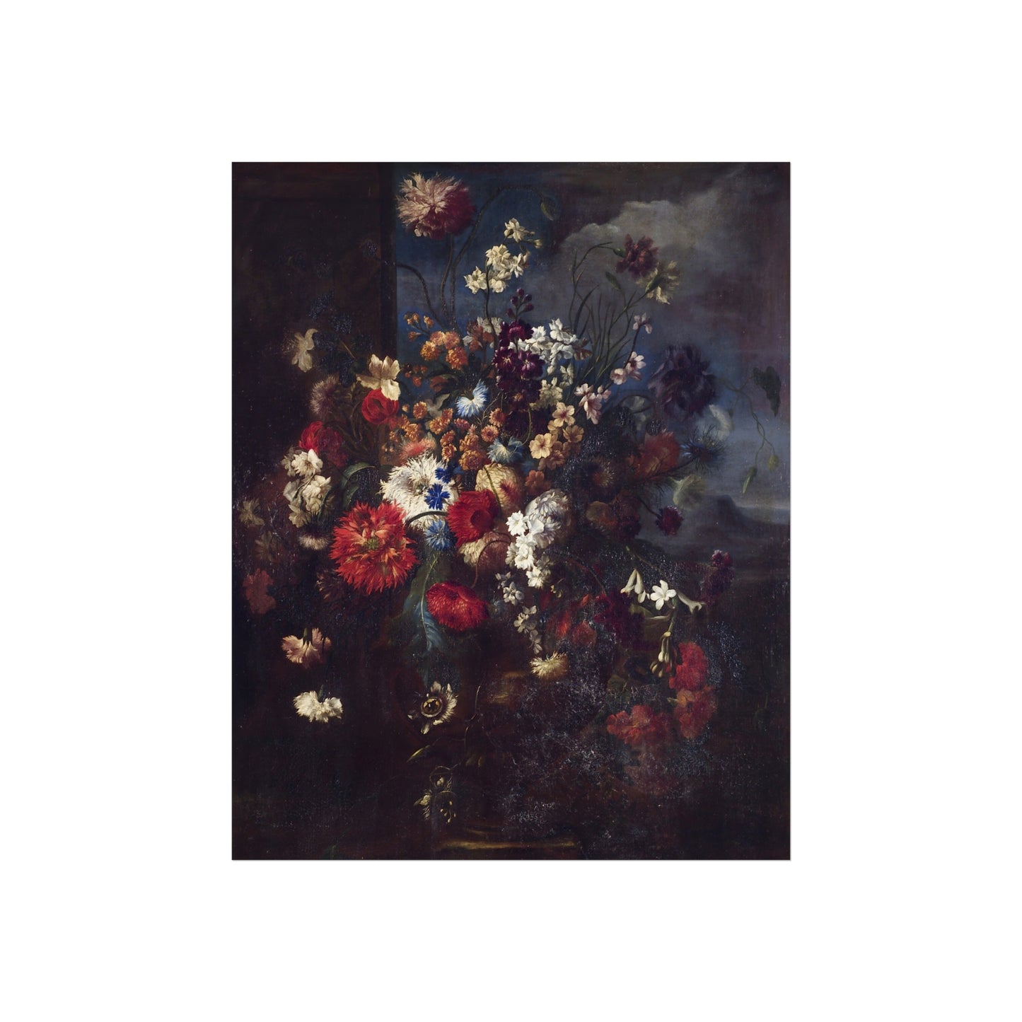 Dark Vintage Floral Fine Art Poster — Classic Baroque Bouquet Wall Art