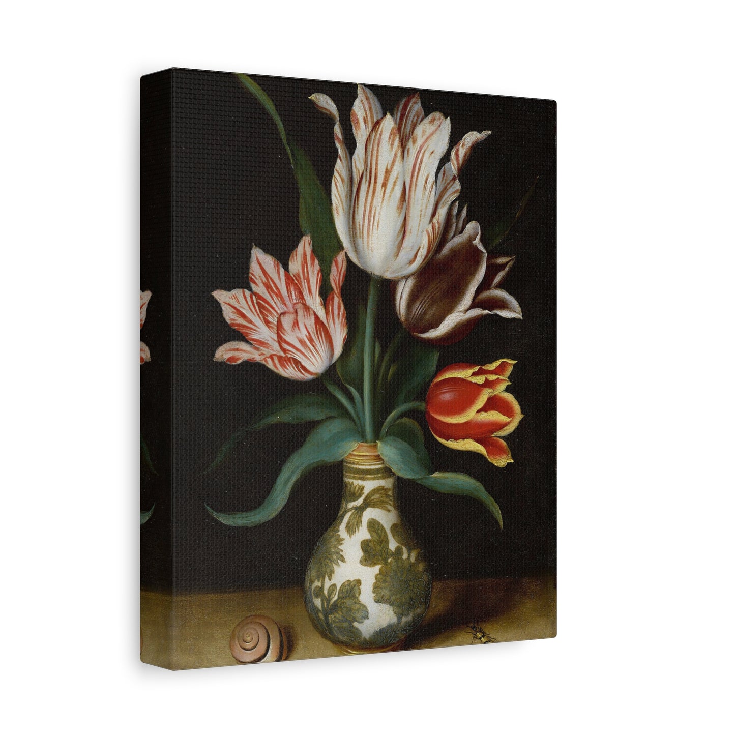 Vintage Tulip Still Life Canvas Print — Stretched Matte Wall Art