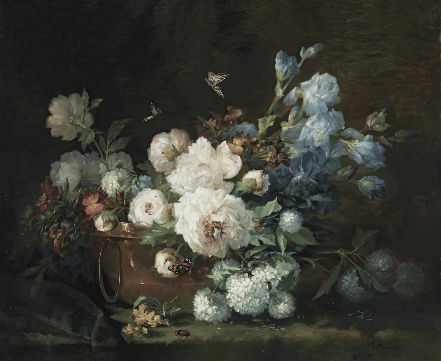 Vintage White Hydrangea Still Life Print — Romantic Floral Botanical Art