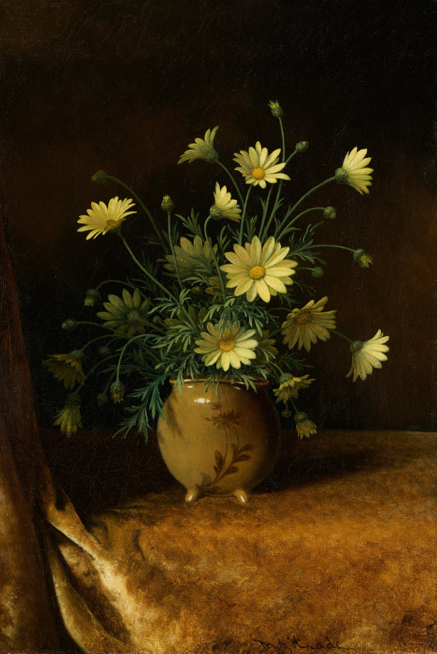 Vintage Yellow Daisy Still Life Print — Warm Floral Botanical Art