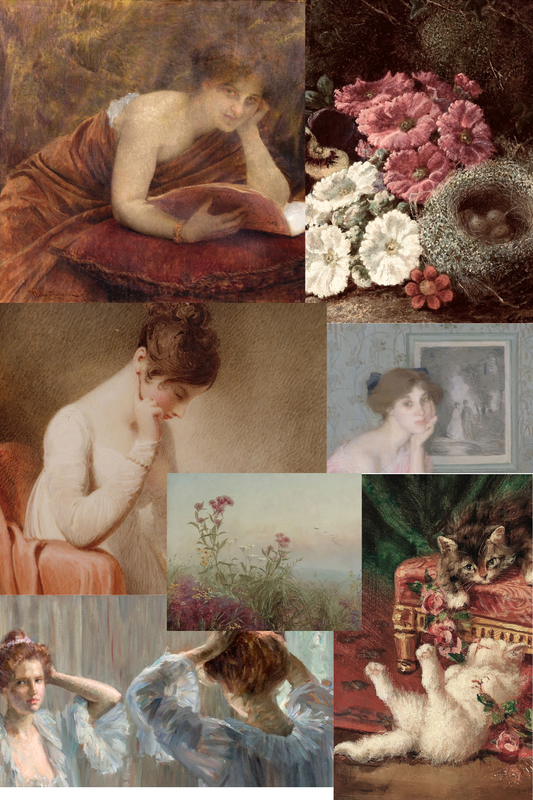 Vintage Feminine Art Collection – 7 Piece Gallery Wall Bundle