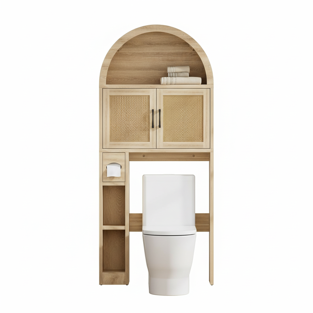 Arched Bathroom Cabinet White Background