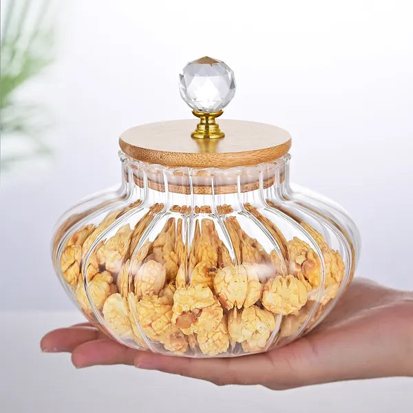 Striped Glass Storage Jar - Borosilicate Apothecary Container for Coffee, Tea & Pantry