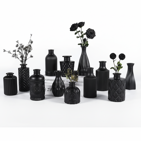 Black Glass Bud Vases