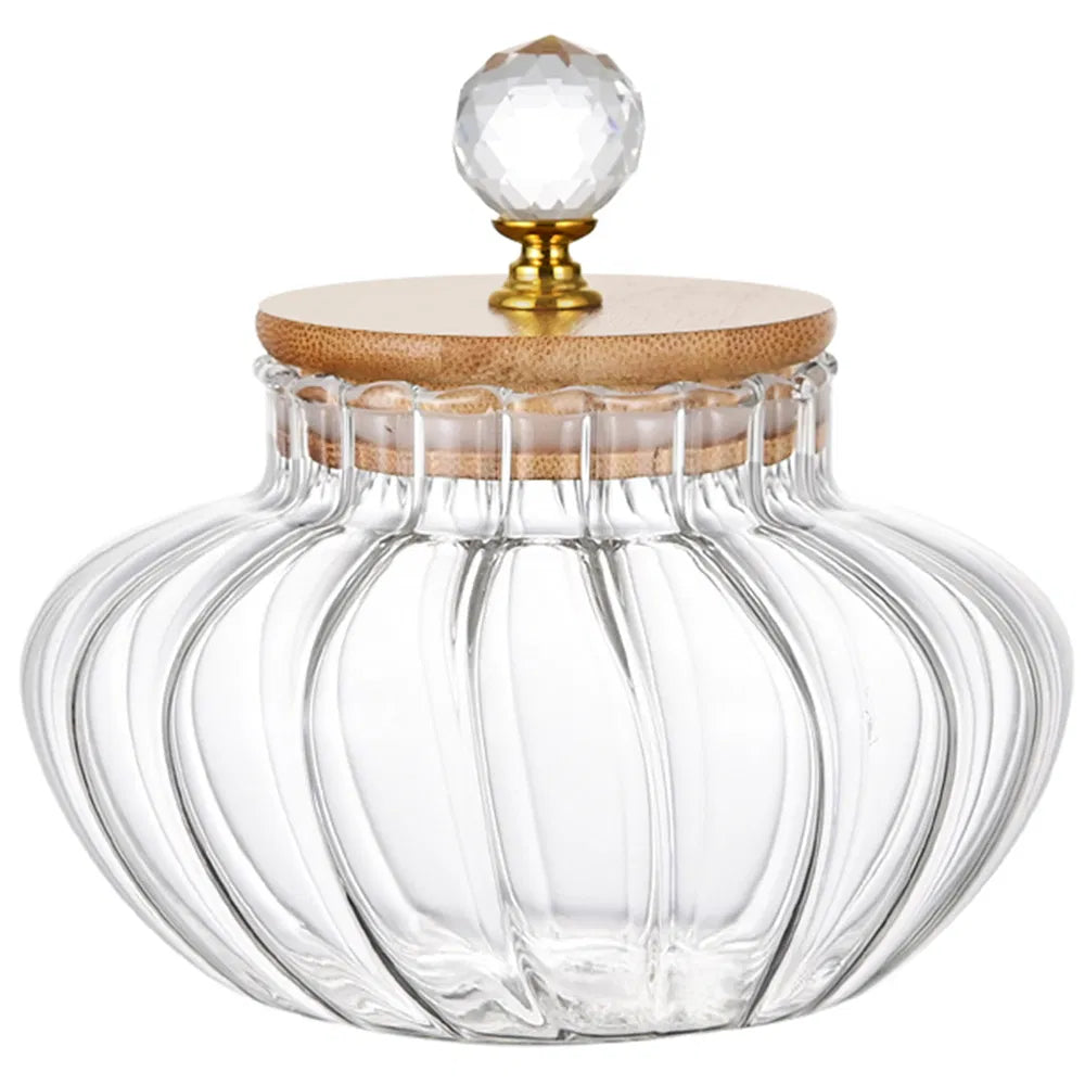 Striped Glass Storage Jar - Borosilicate Apothecary Container for Coffee, Tea & Pantry