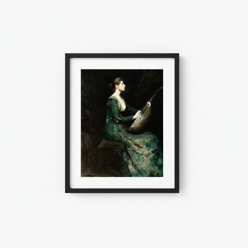 Dark Academia Violin Portrait - Black Frame