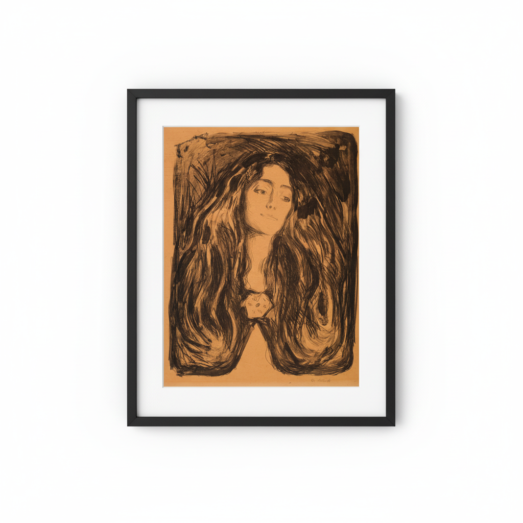 Dark Academia Woman Portrait - Black Frame (Retry)