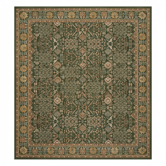 Dark Green Vintage Floral Rug
