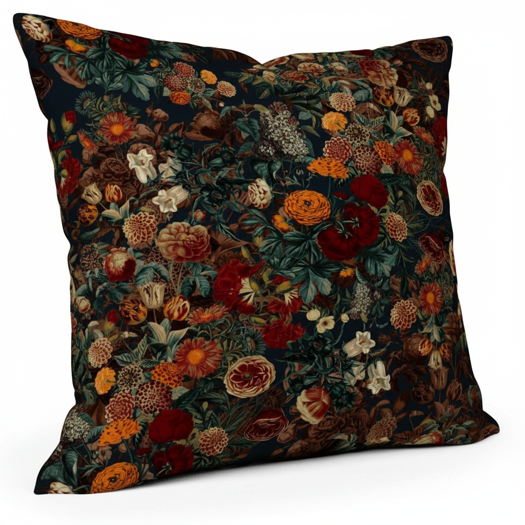 Exotic Garden Floral Pillow - White Background Product Shot