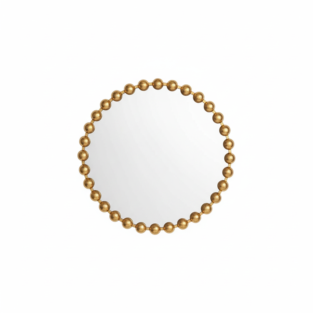 Gold Beaded Mirror White Background Square Image