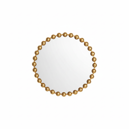 Gold Beaded Mirror White Background Square Image