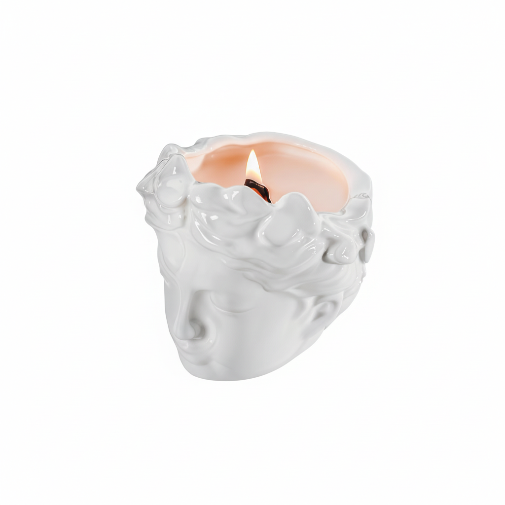 Greek Bust Candle White Background