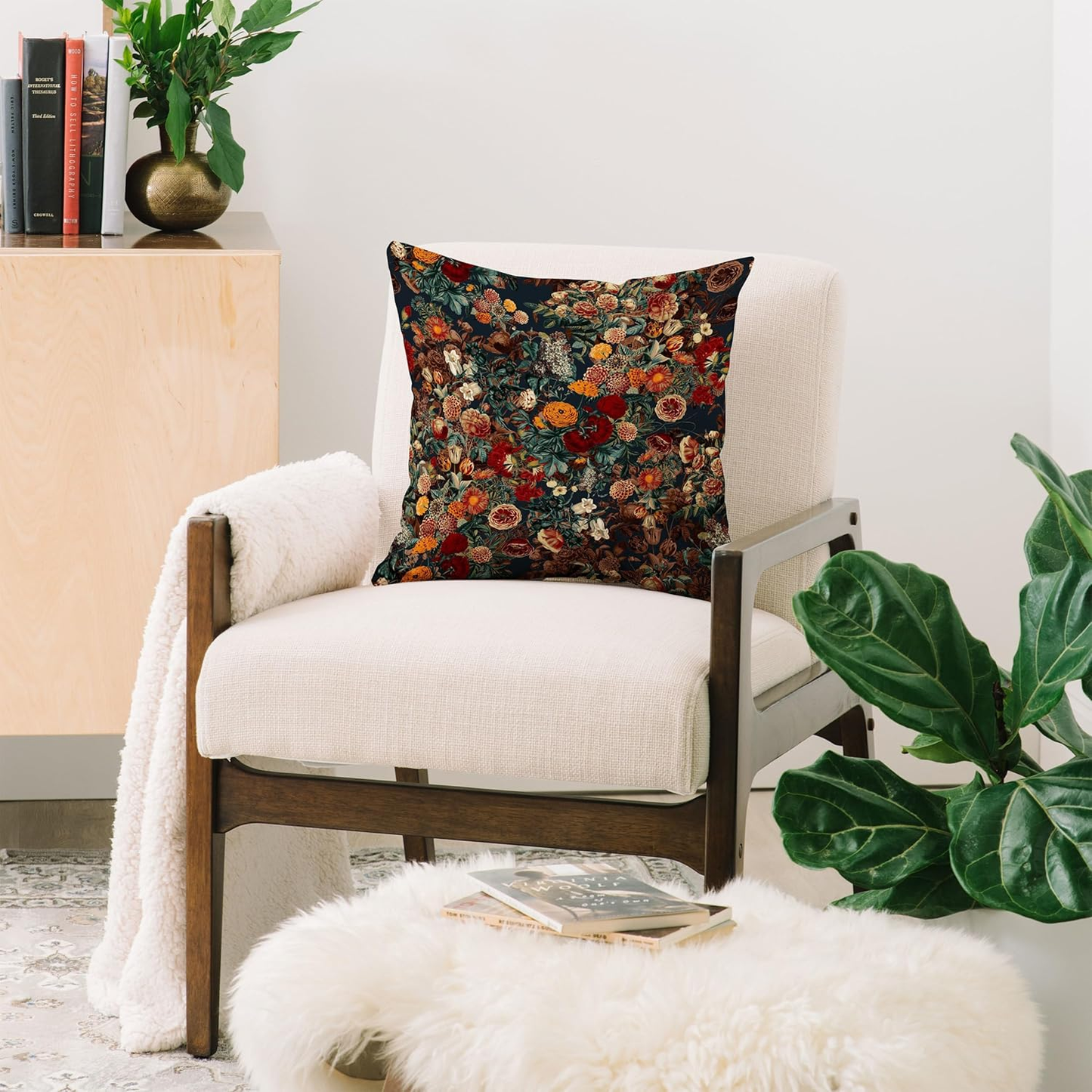 Society6 Exotic Garden Floral Throw Pillow | Moody Maximalist Home Decor