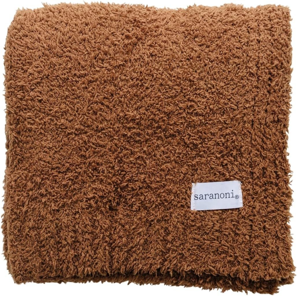 Saranoni Bamboni Luxury Throw Blanket — Oversized Caramel Plush Throw