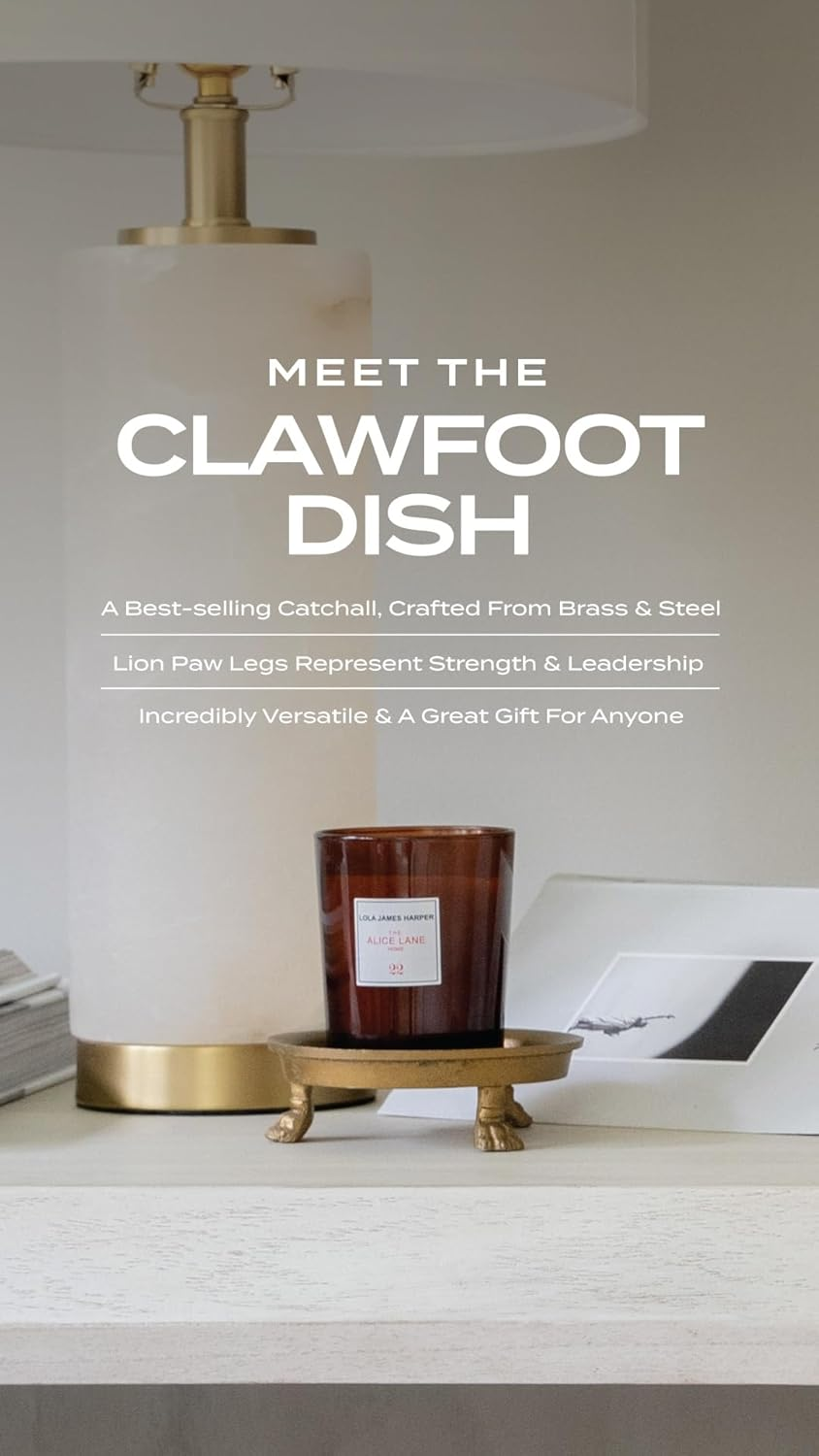 Gold Clawfoot Dish with Lion Paw Feet - Decorative Catchall for Jewelry, Candles & Home Decor