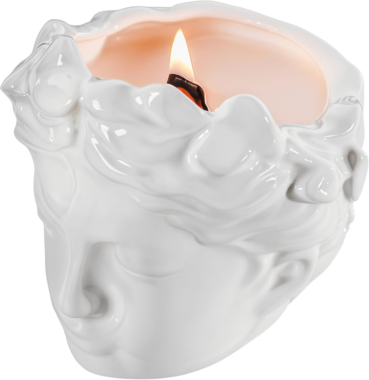 Greek Bust Sculpture Candle - Wood Wick Lavender Soy Candle - Dark Academia Decor