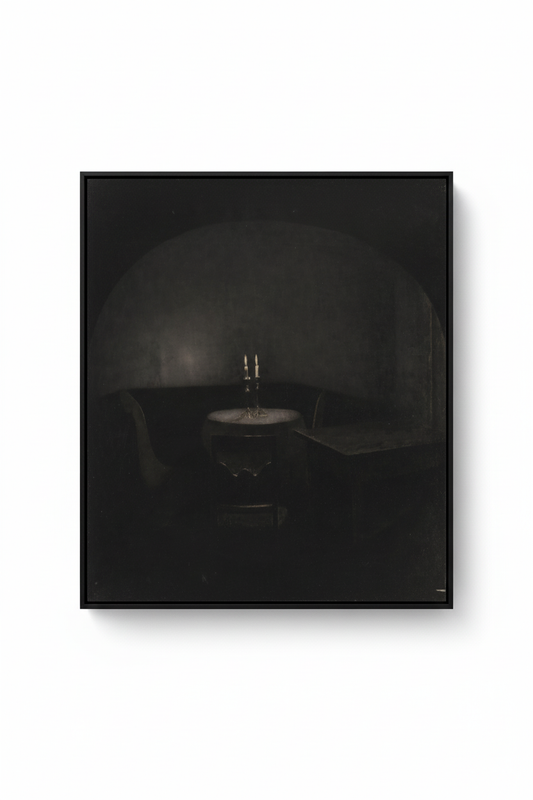 Moody Candlelit Interior in black frame with no matting