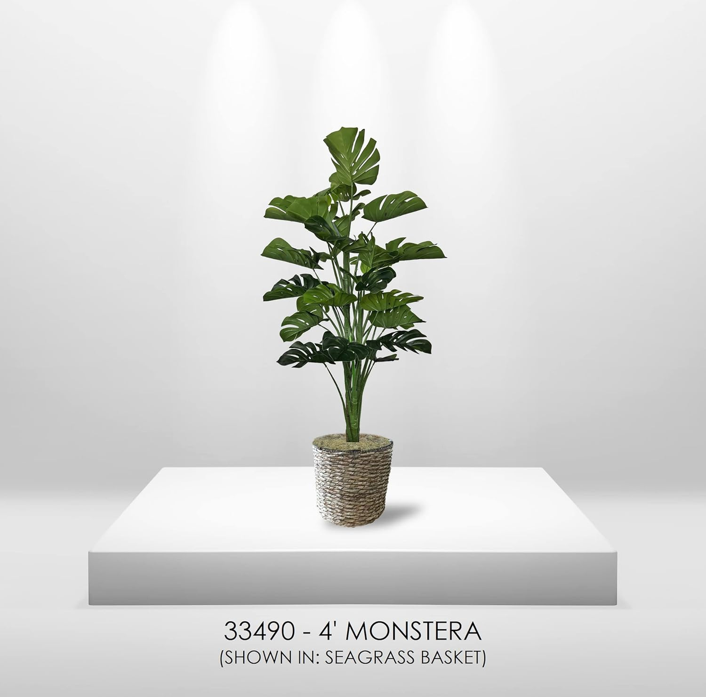 4ft Artificial Monstera Plant — Handmade in USA with Real Wood | Sustainable Home Decor