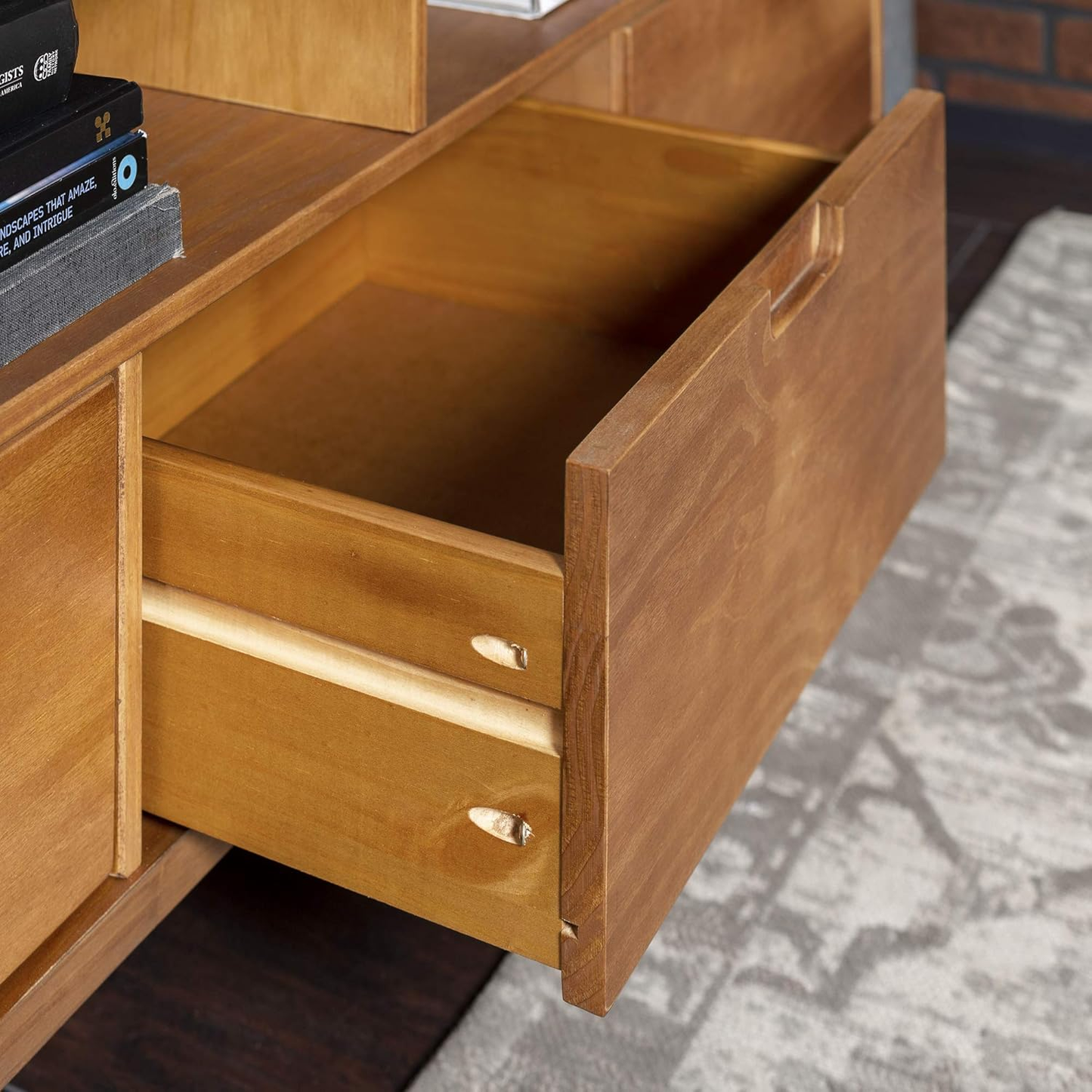 Walker Edison Mid-Century Modern TV Stand - 58" Solid Pine Entertainment Center