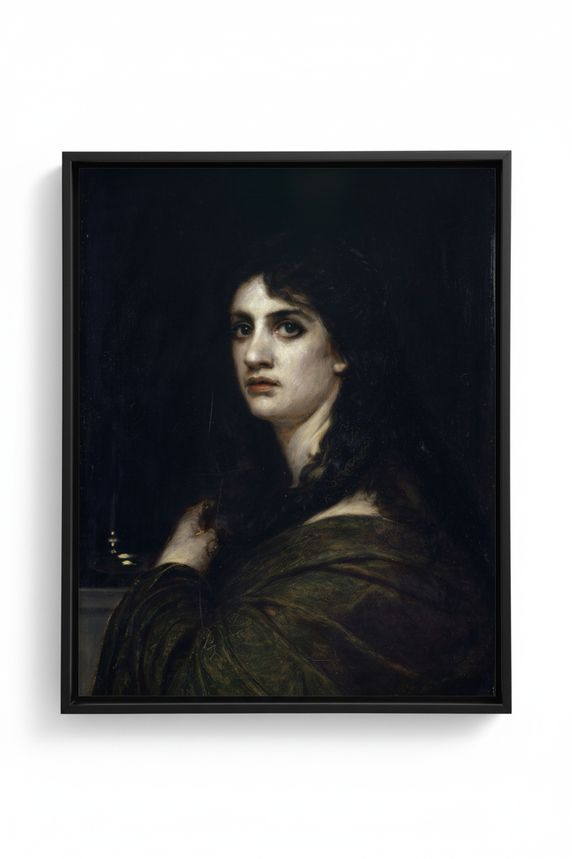 Moody Vintage Portrait in black frame with no matting