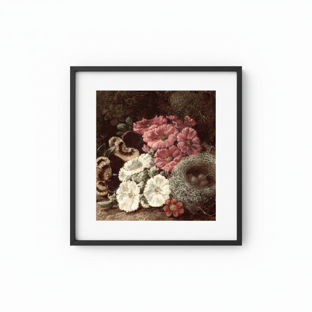 Moody Floral with Bird's Nest - Black Frame