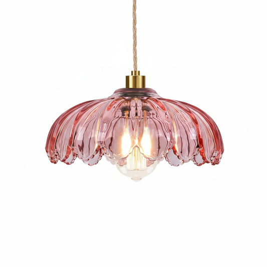 Pink Glass Pendant Light Square Product Image - No Hardware