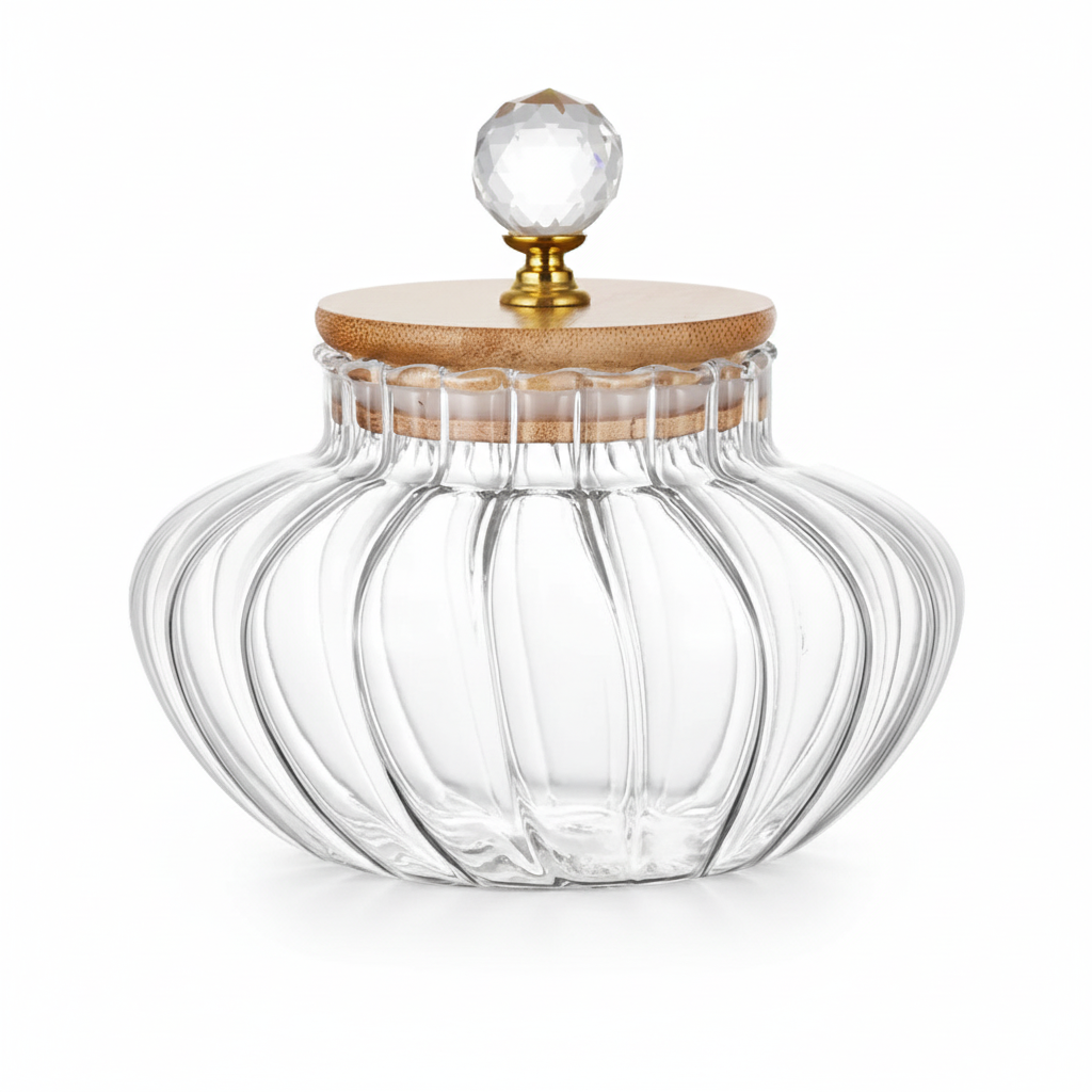 Striped Glass Storage Jar