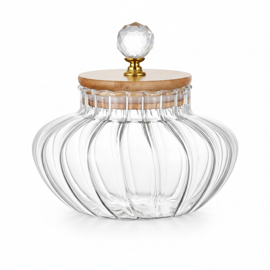 Striped Glass Storage Jar