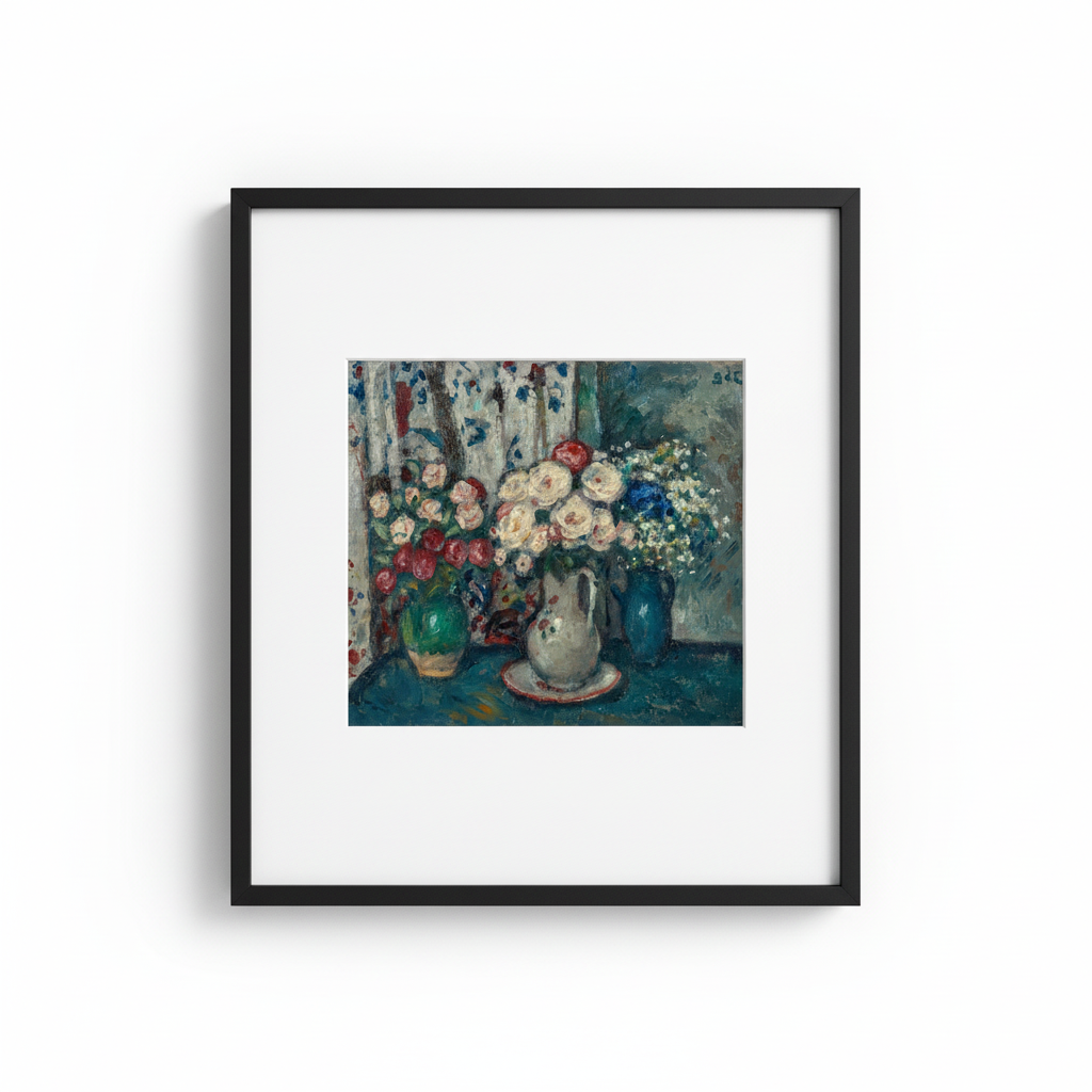 Vintage Floral Still Life - Black Frame