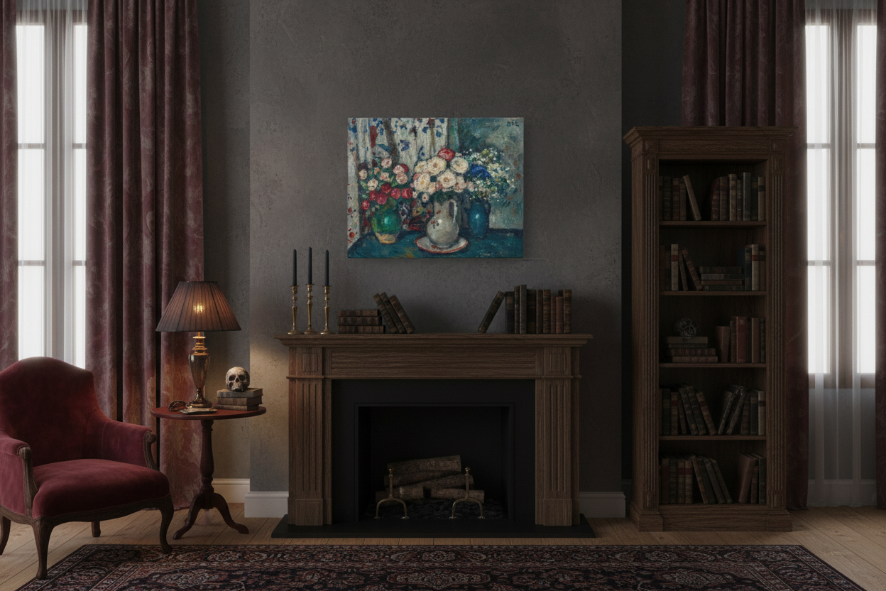 Vintage Vase Bouquet Canvas in Room