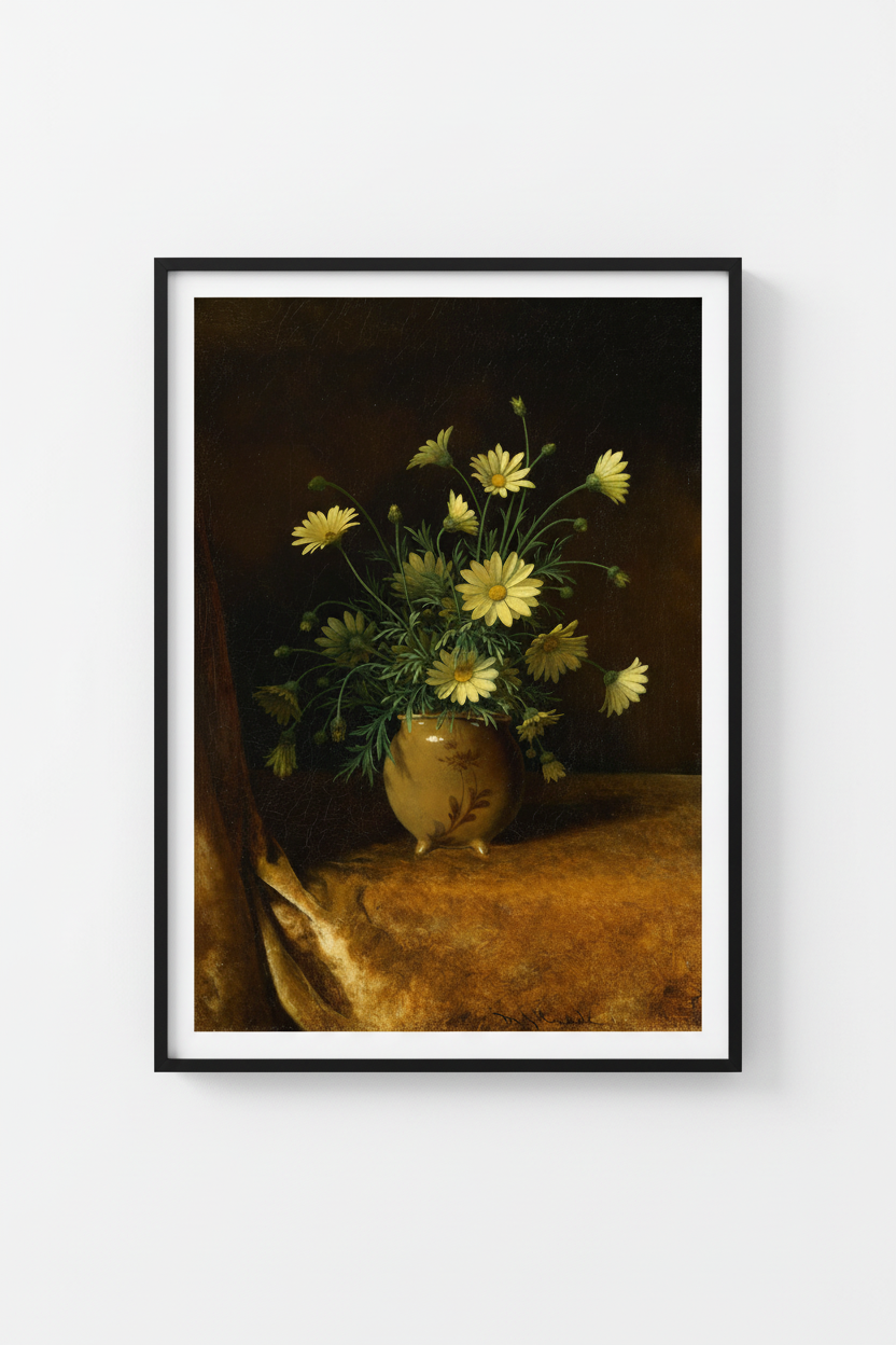 Yellow Daisy Still Life Print Mockup